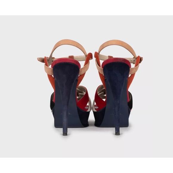 Saint Laurent Two-Tone Suede Sandals - Size 38 - Picture 4 of 5